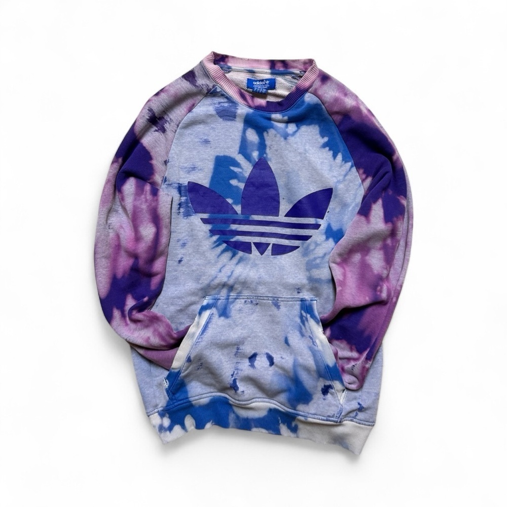 Adidas Originals Tie Dye Trefoil Sweatshirt Women’s Small Multicolor Crew